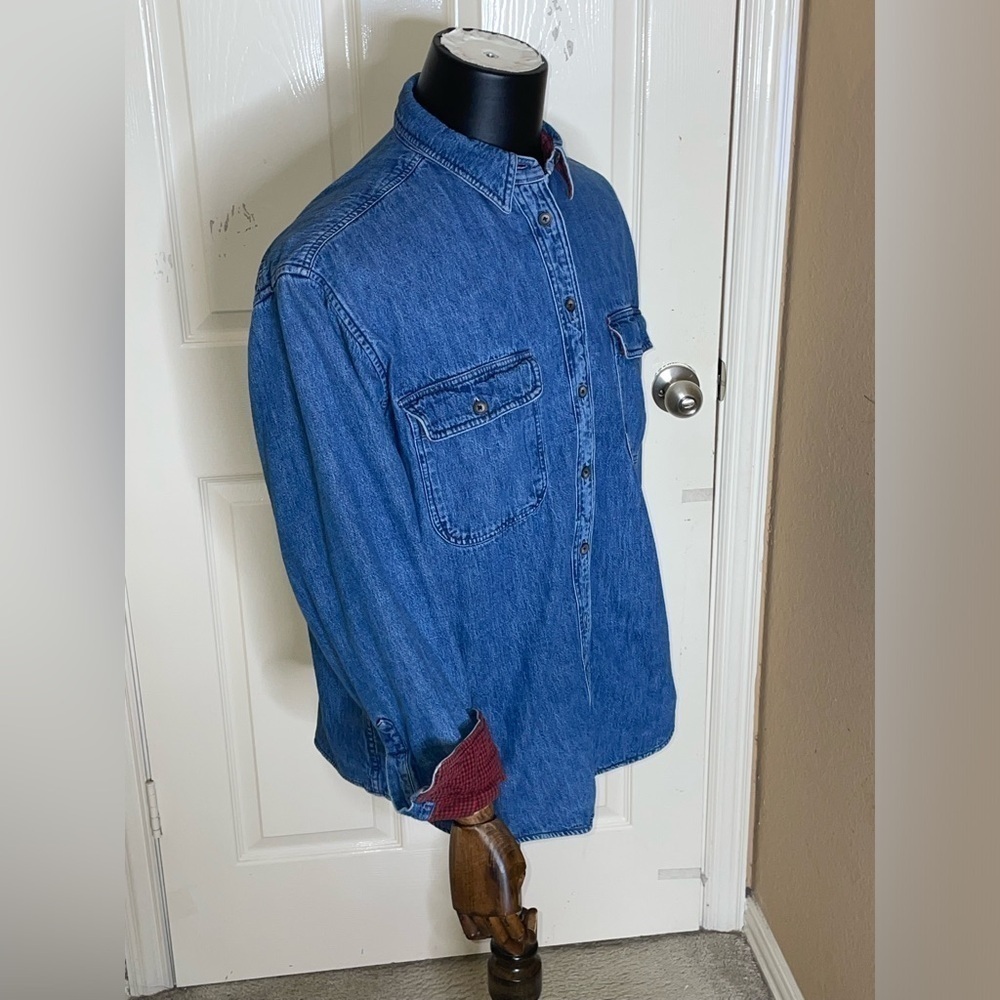 VTG L.L. BEAN Women’s Size X Large Denim Shacket Made in USA Flannel Lined Shirt - Picture 7 of 13